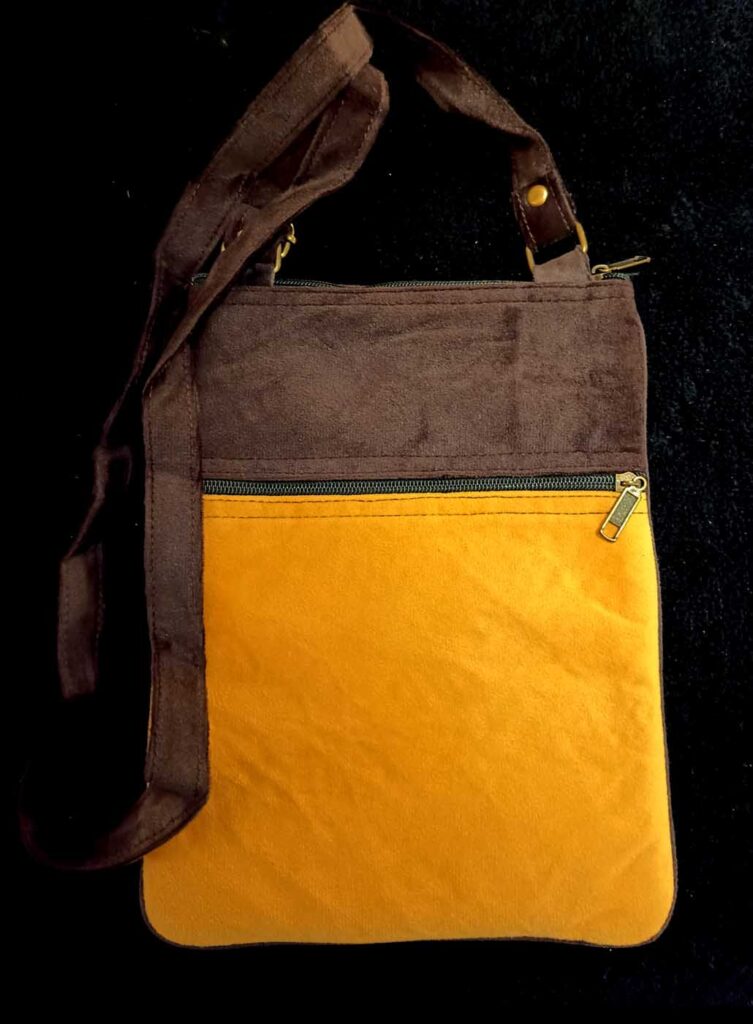 Bags Kashmir Shoulder Strap 5 Zippers Mustard Dark Brown 1