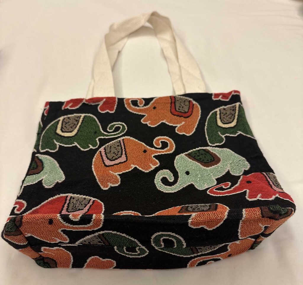 Bags - Thai - Black With Elephants 1