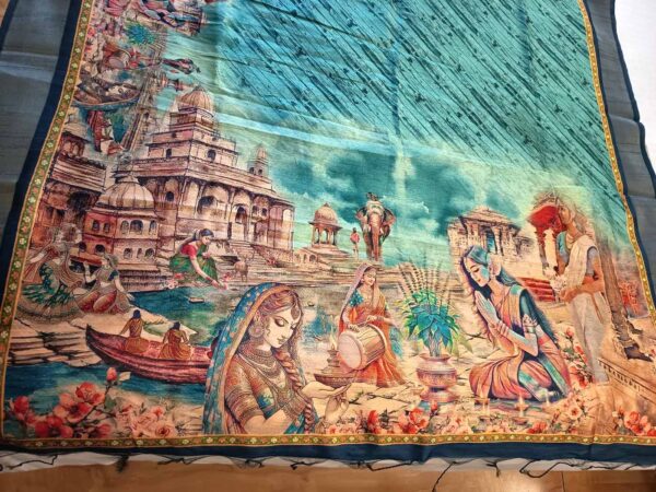 Banana Silk Saree — Blue + Turquoise — photo 1