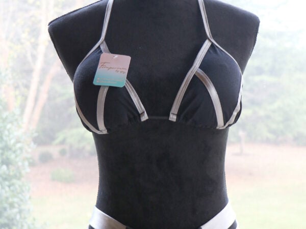 Bikini — Black + Silver Thong (Size M) — photo 2