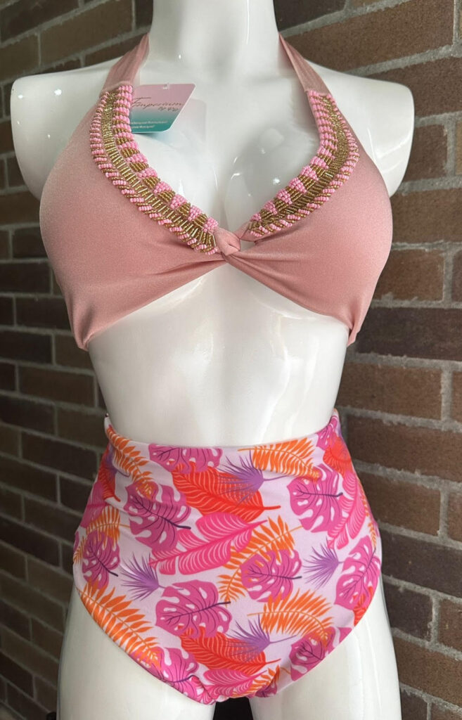 Bikini — Rosewood Top + Pink Floral Bottom (Size M) — photo 1