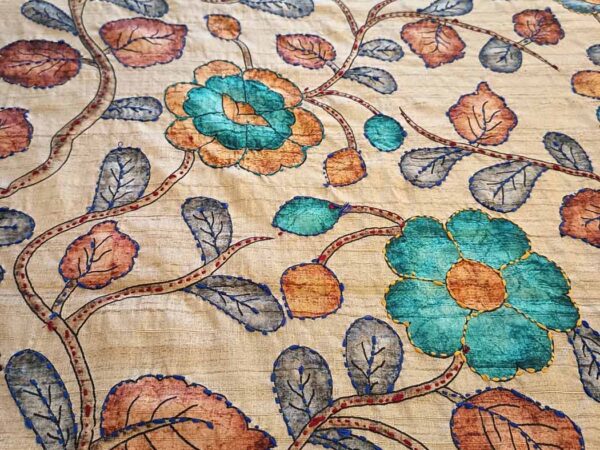 Cotton Silk Saree Gold Blue 2 Cotton Silk Saree — Gold + Blue — photo 2
