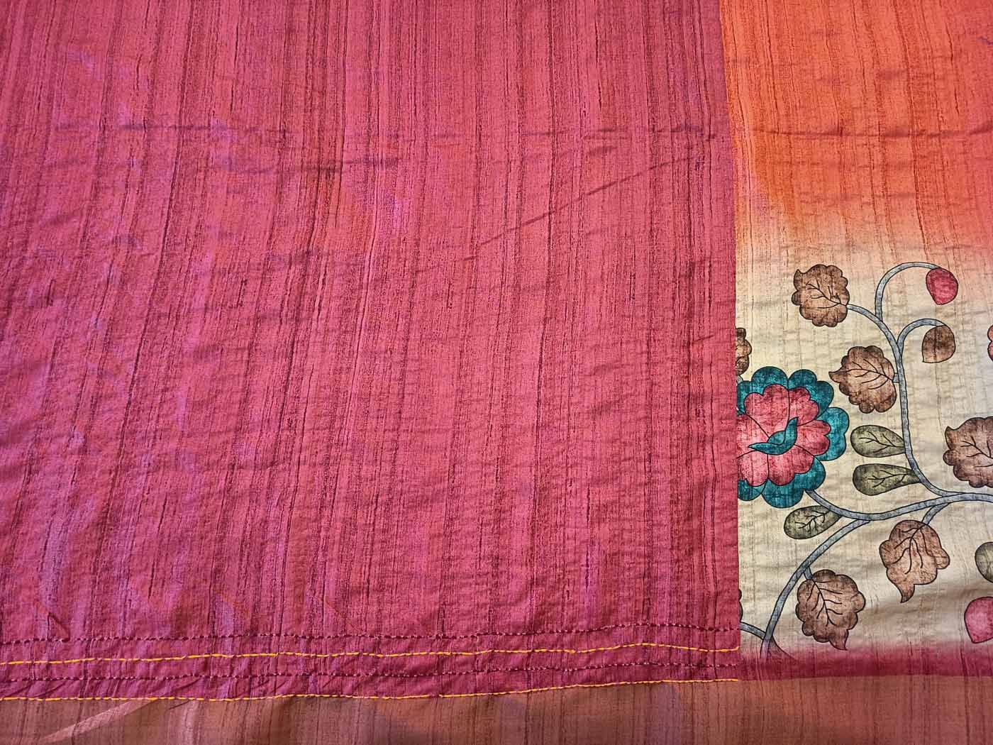 Cotton Silk Saree — Gold + Coral — photo 16