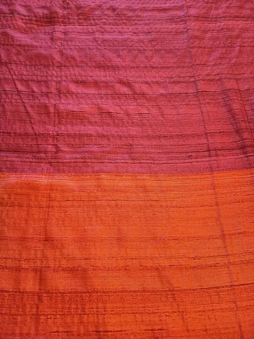Cotton Silk Saree — Gold + Coral — photo 17