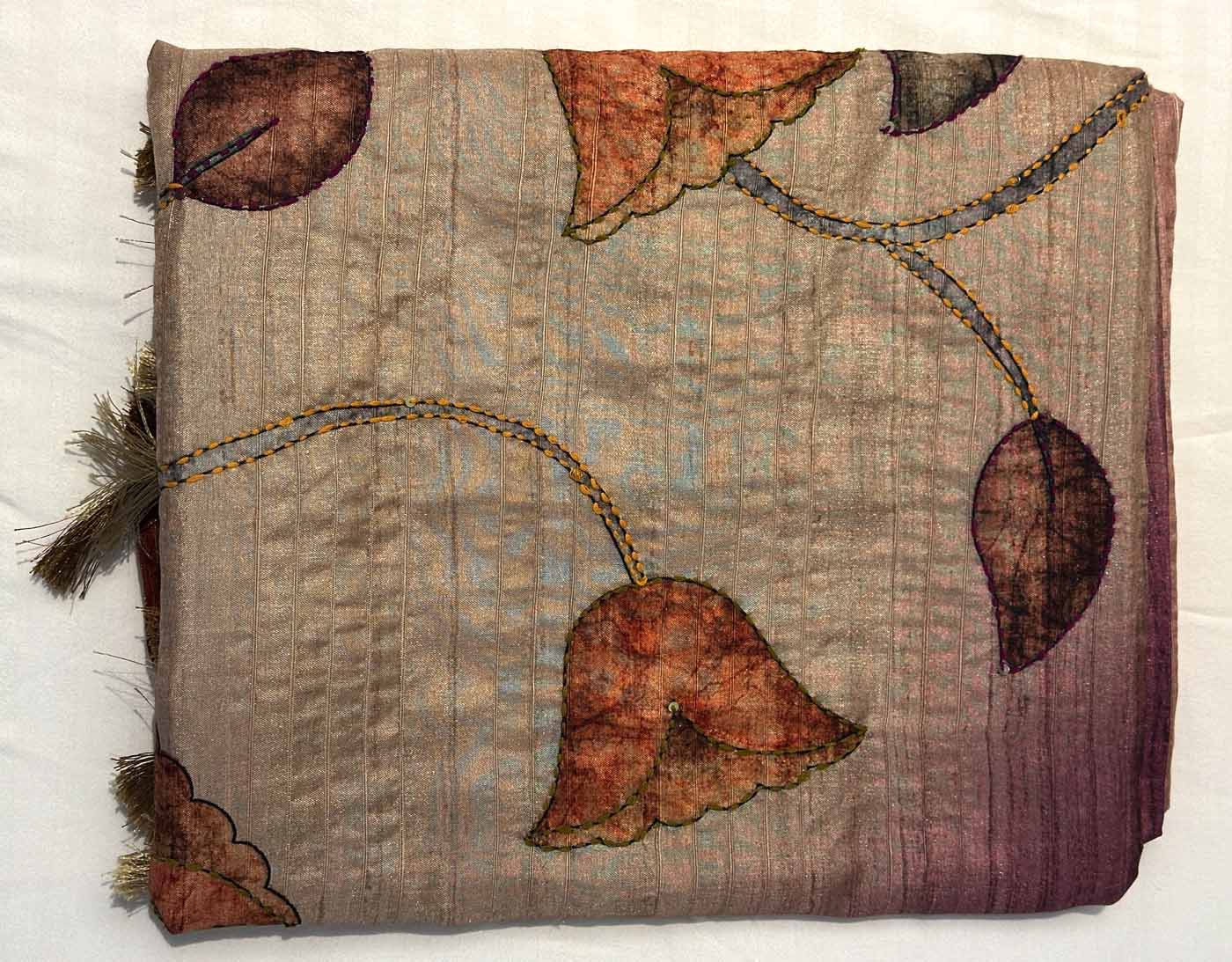 Cotton Silk Saree — Gold + Coral — photo 19