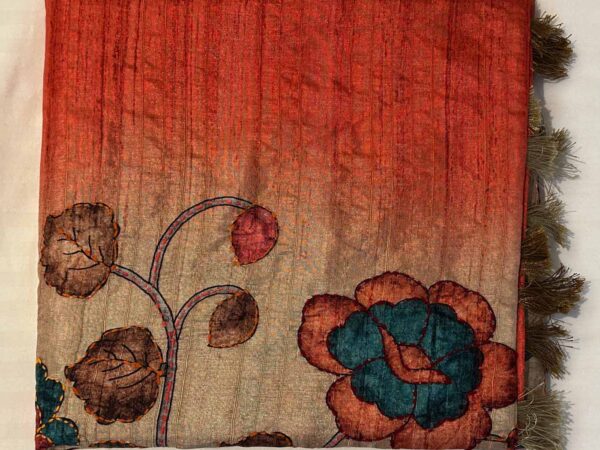 Cotton Silk Saree Gold Coral 2 Cotton Silk Saree — Gold + Coral — photo 2