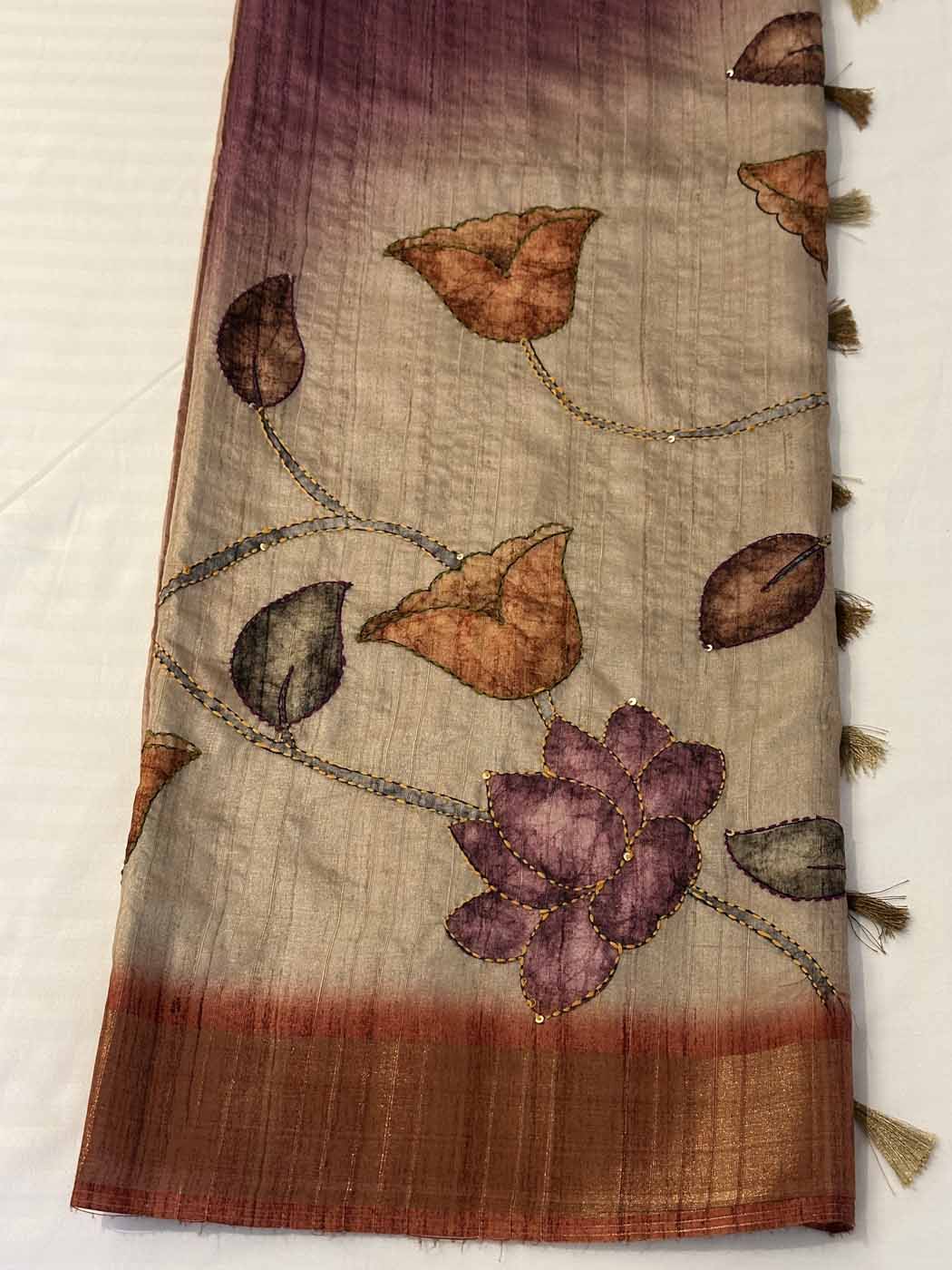Cotton Silk Saree — Gold + Coral — photo 22