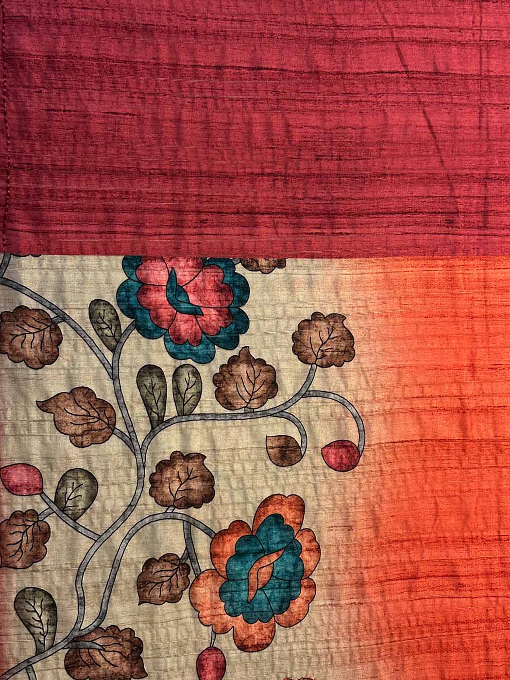 Cotton Silk Saree — Gold + Coral — photo 25