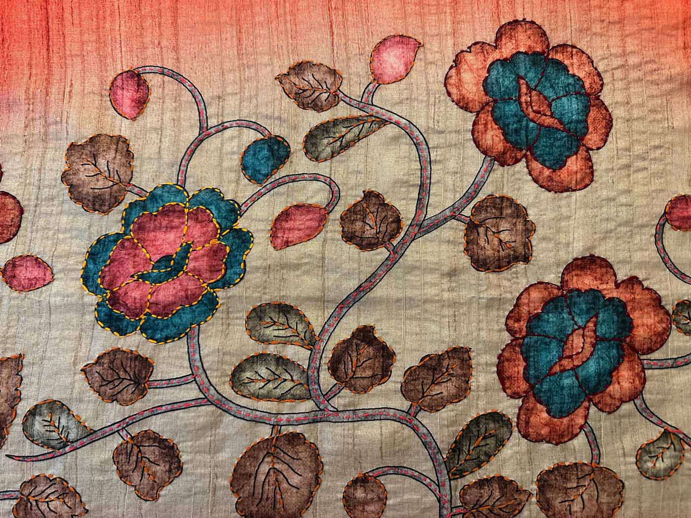 Cotton Silk Saree — Gold + Coral — photo 27