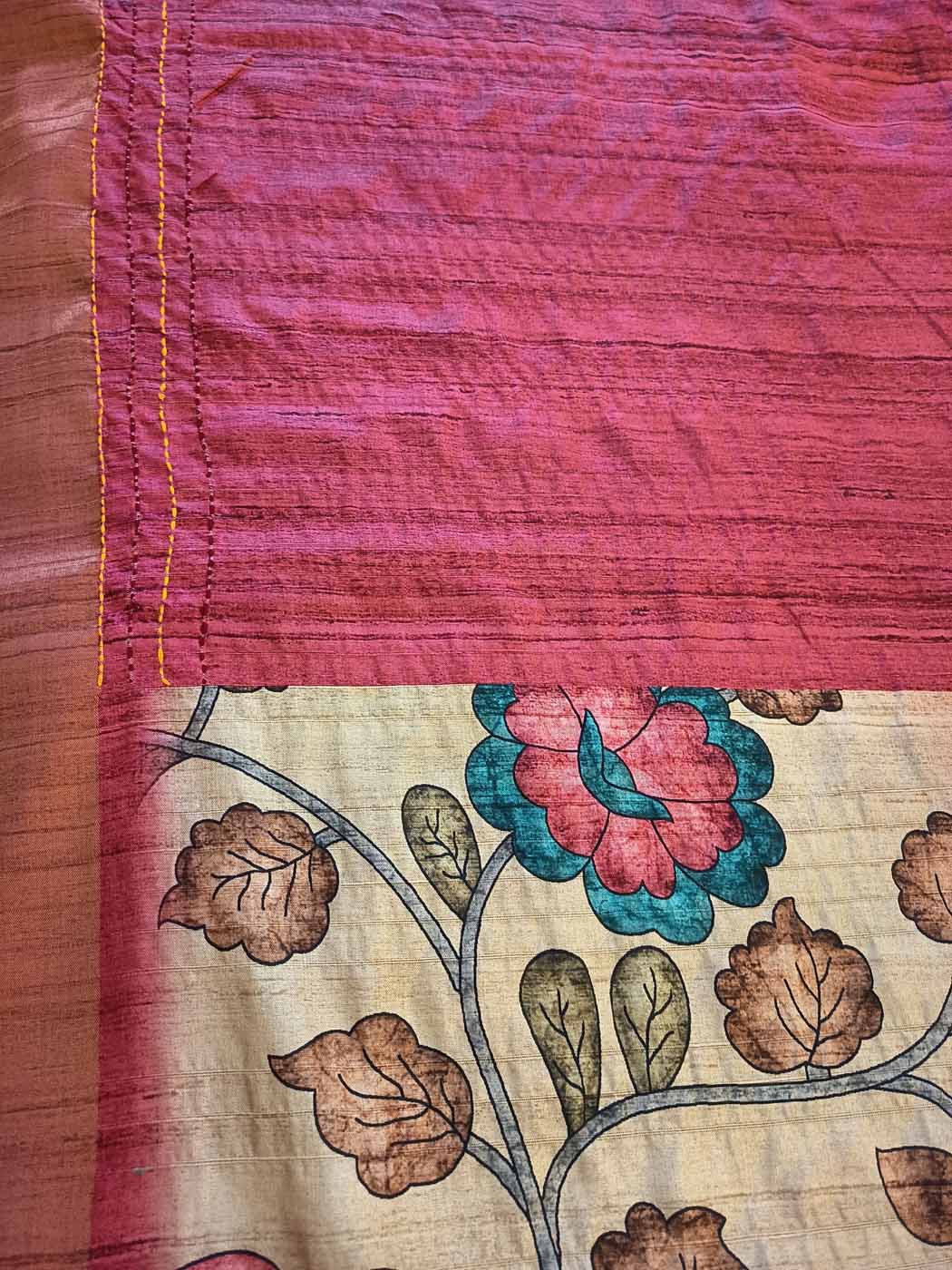 Cotton Silk Saree — Gold + Coral — photo 33