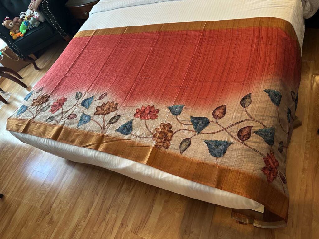 Cotton Silk Saree — Lotus, Gold + Coral — photo 1