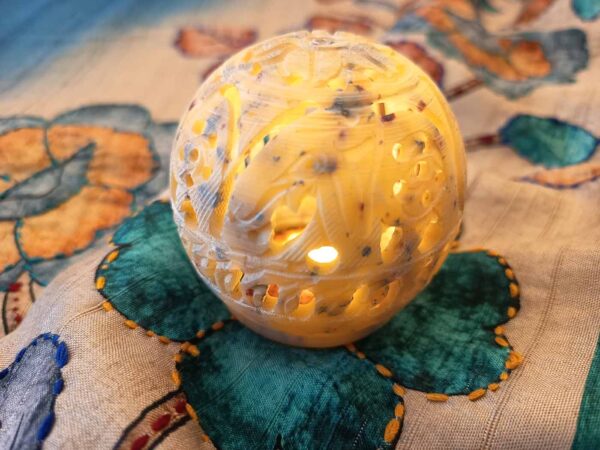 Hand-Carved Agra Marble Tealight Holder — Elephants — photo 2