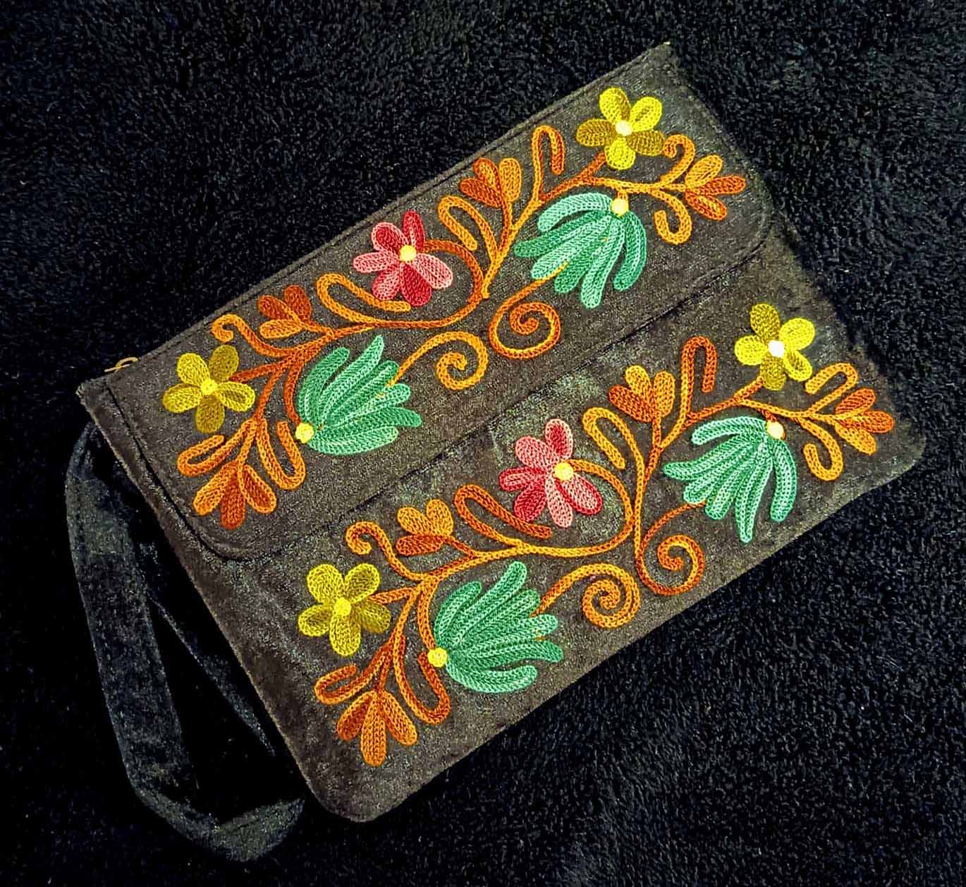 Kashmiri Suede Bag — Hand Strap — Black — photo 1