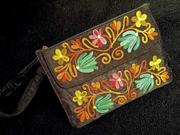 Kashmiri Suede Bag — Hand Strap — Black — photo 2