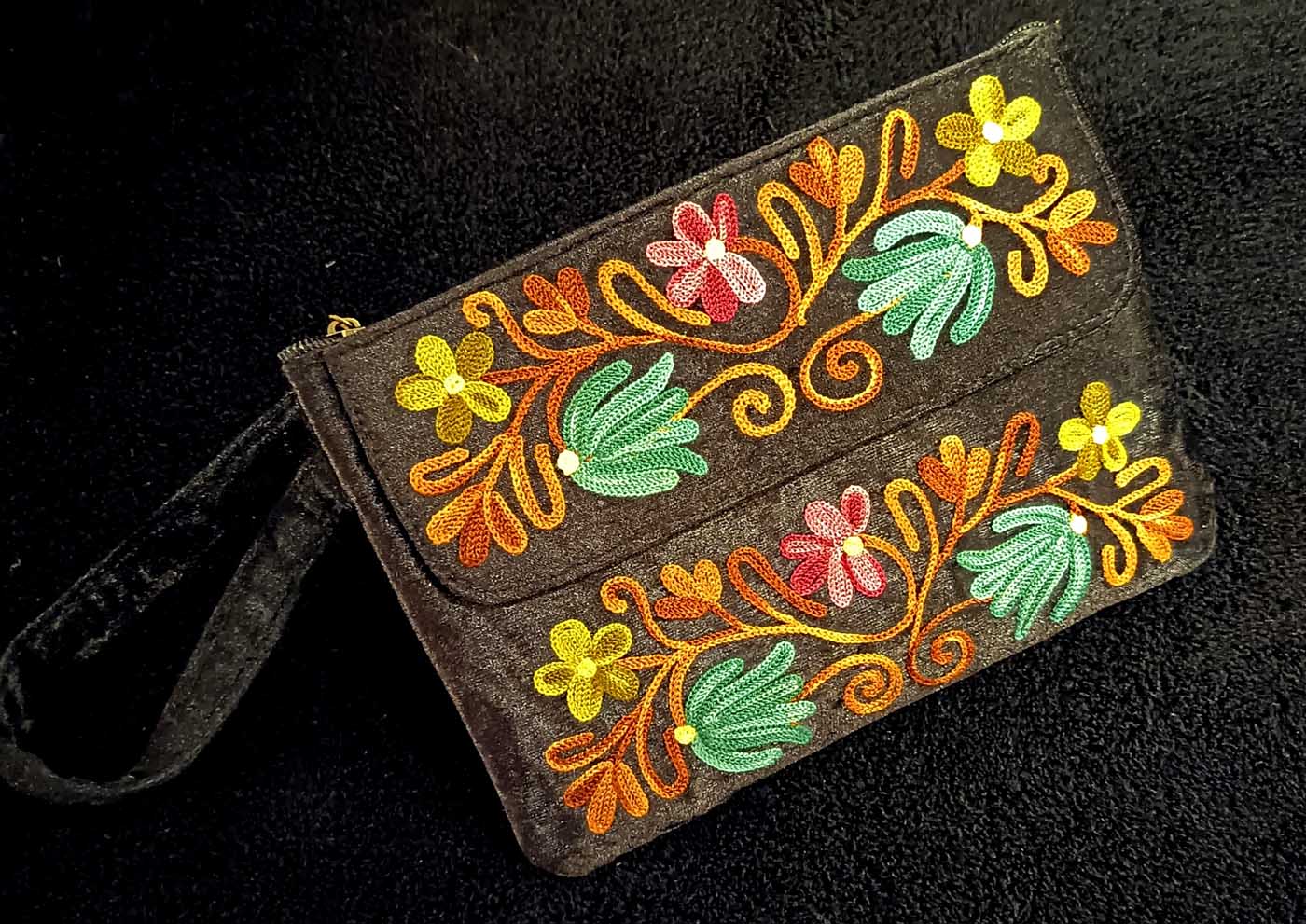 Kashmiri Suede Bag — Hand Strap — Black — photo 2