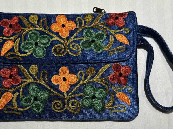Kashmiri Suede Bag — Hand Strap — Blue — photo 1