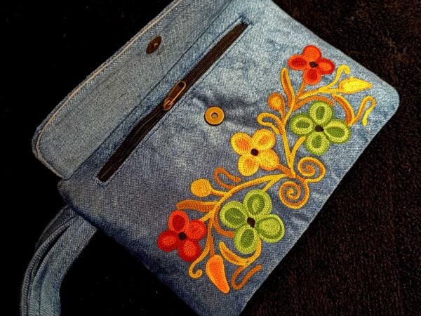 Kashmiri Suede Bag — Hand Strap — Blue — photo 2