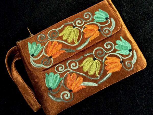 Kashmiri Suede Bag — Hand Strap — Brown — photo 1