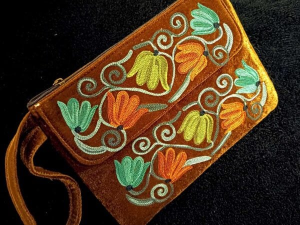Kashmiri Suede Bag — Hand Strap — Brown — photo 2