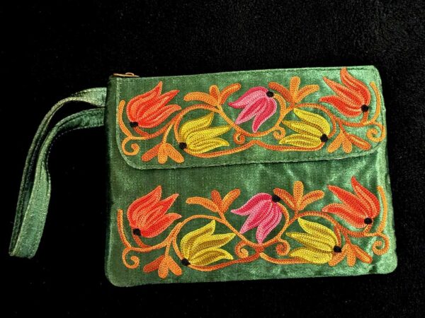 Kashmiri Suede Bag — Hand Strap — Green — photo 1