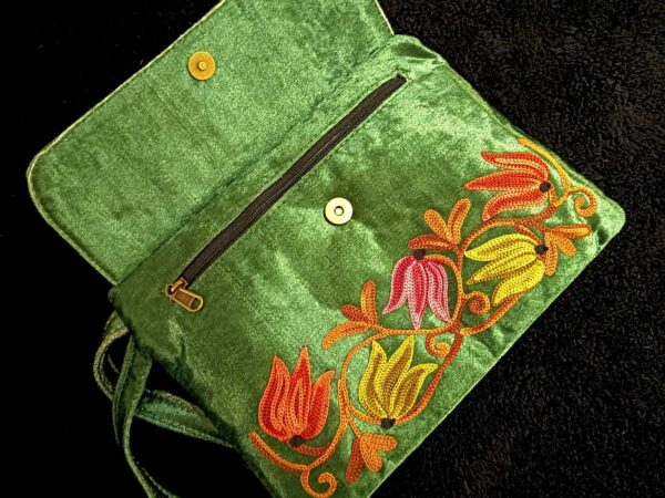 Kashmiri Suede Bag — Hand Strap — Green — photo 2