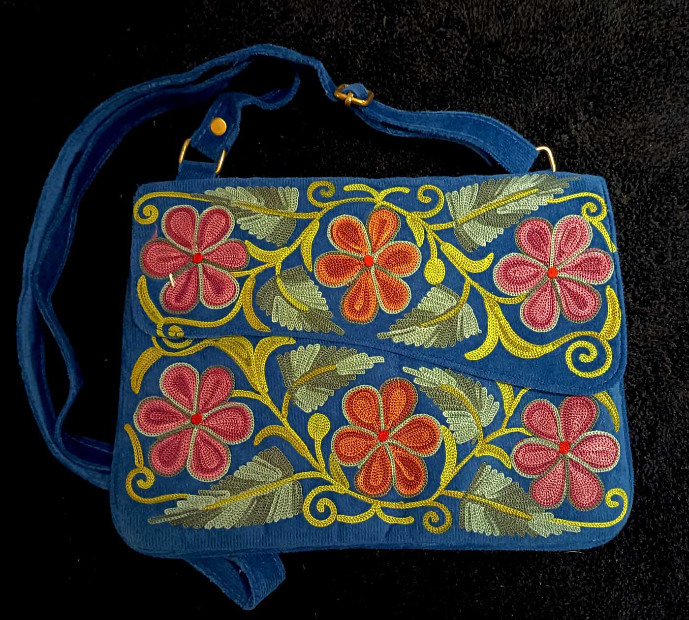 Kashmiri Suede Bag — Shoulder Strap, 1-Zipper — Blue — photo 1