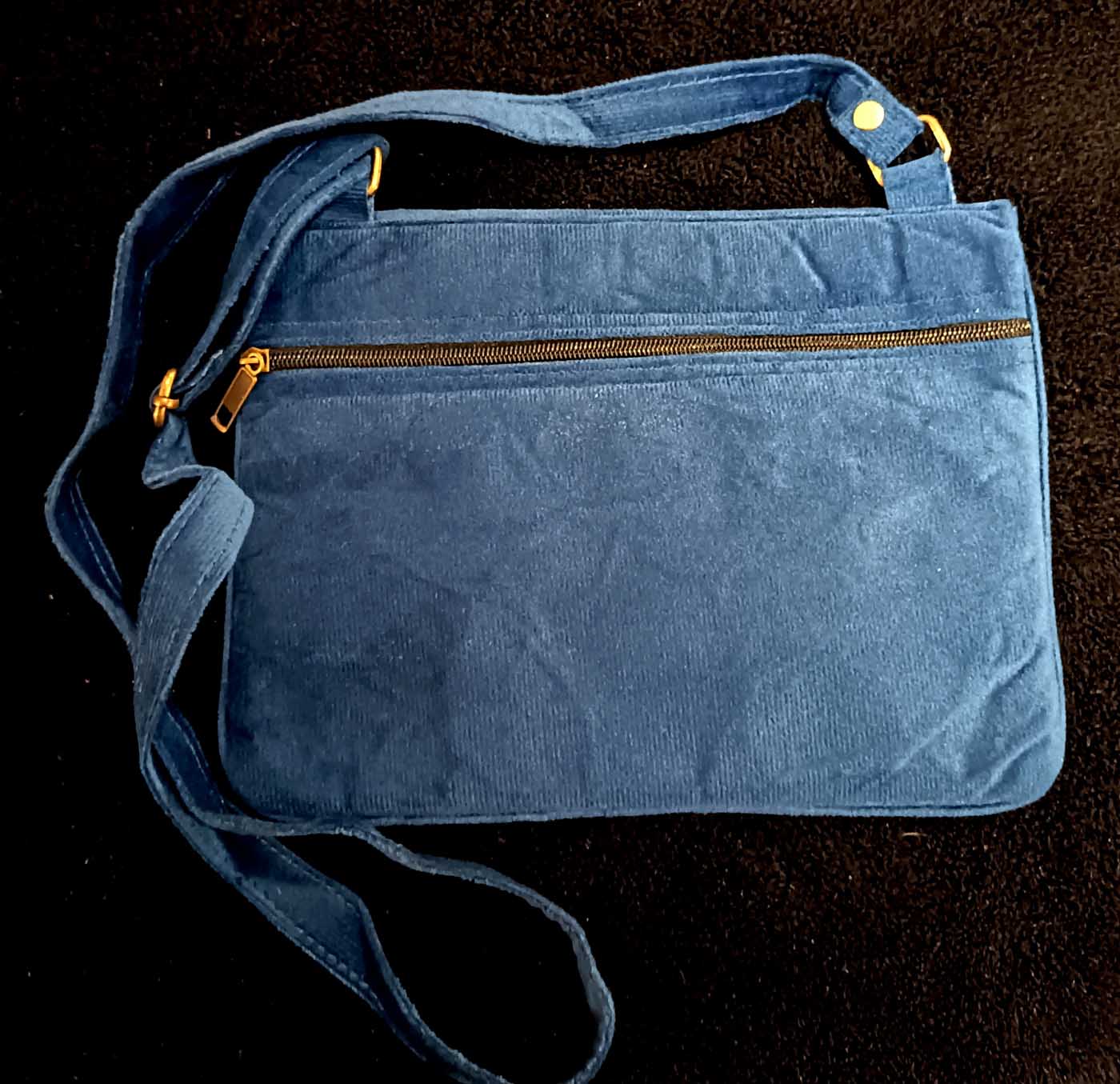 Kashmiri Suede Bag — Shoulder Strap, 1-Zipper — Blue — photo 2