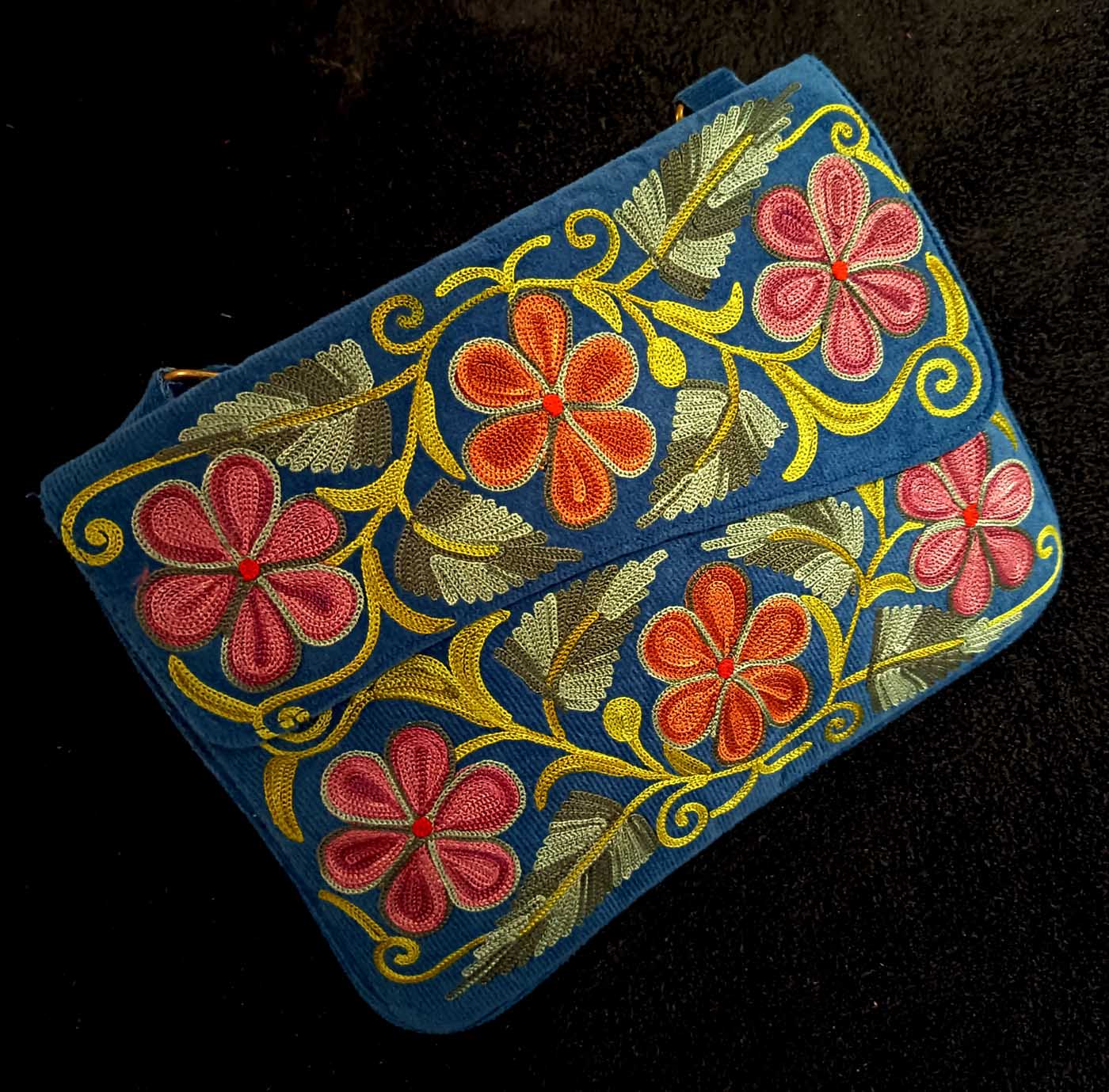 Kashmiri Suede Bag — Shoulder Strap, 1-Zipper — Blue — photo 3