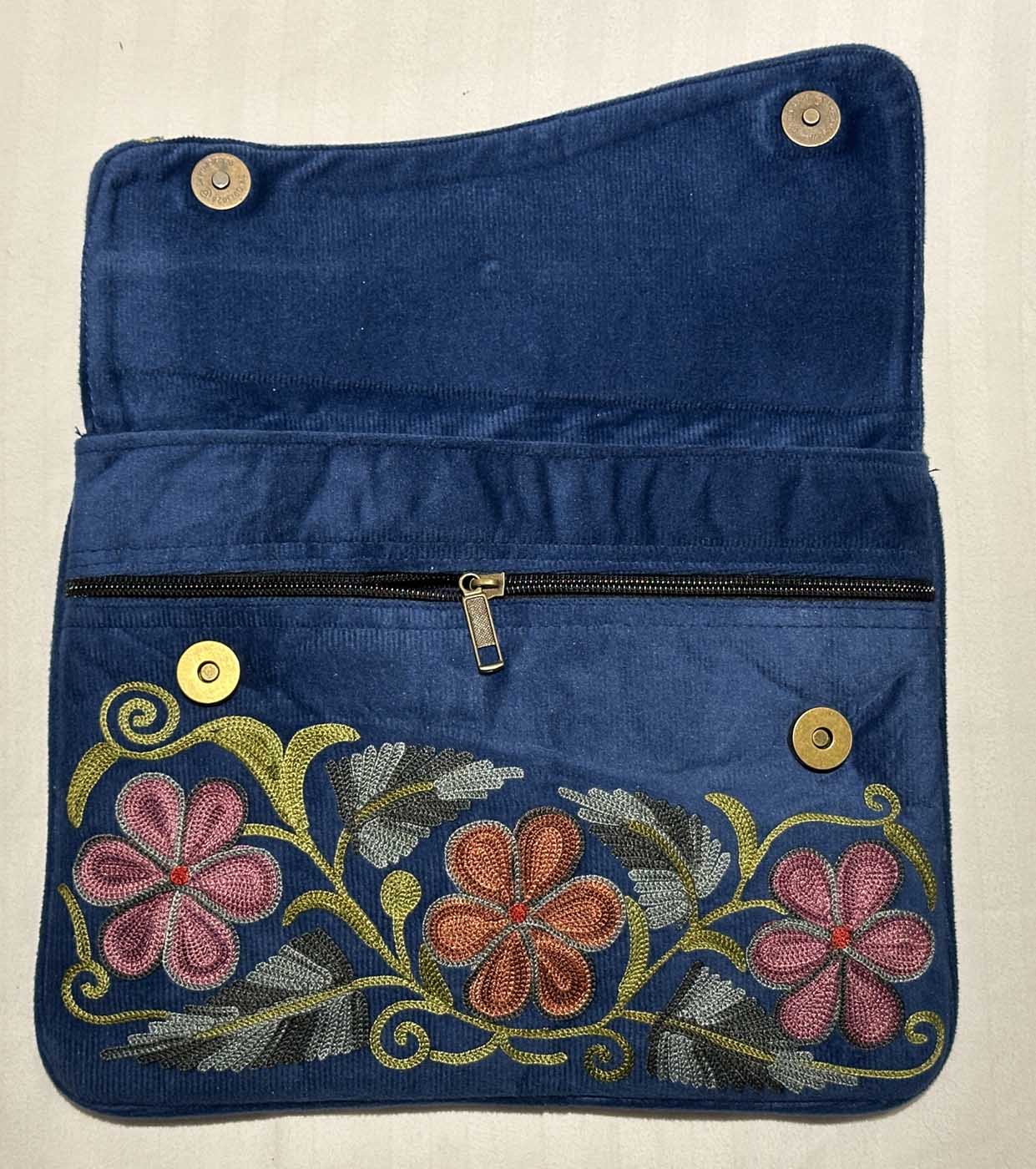 Kashmiri Suede Bag — Shoulder Strap, 1-Zipper — Blue — photo 4