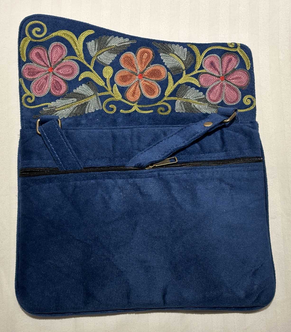 Kashmiri Suede Bag — Shoulder Strap, 1-Zipper — Blue — photo 5