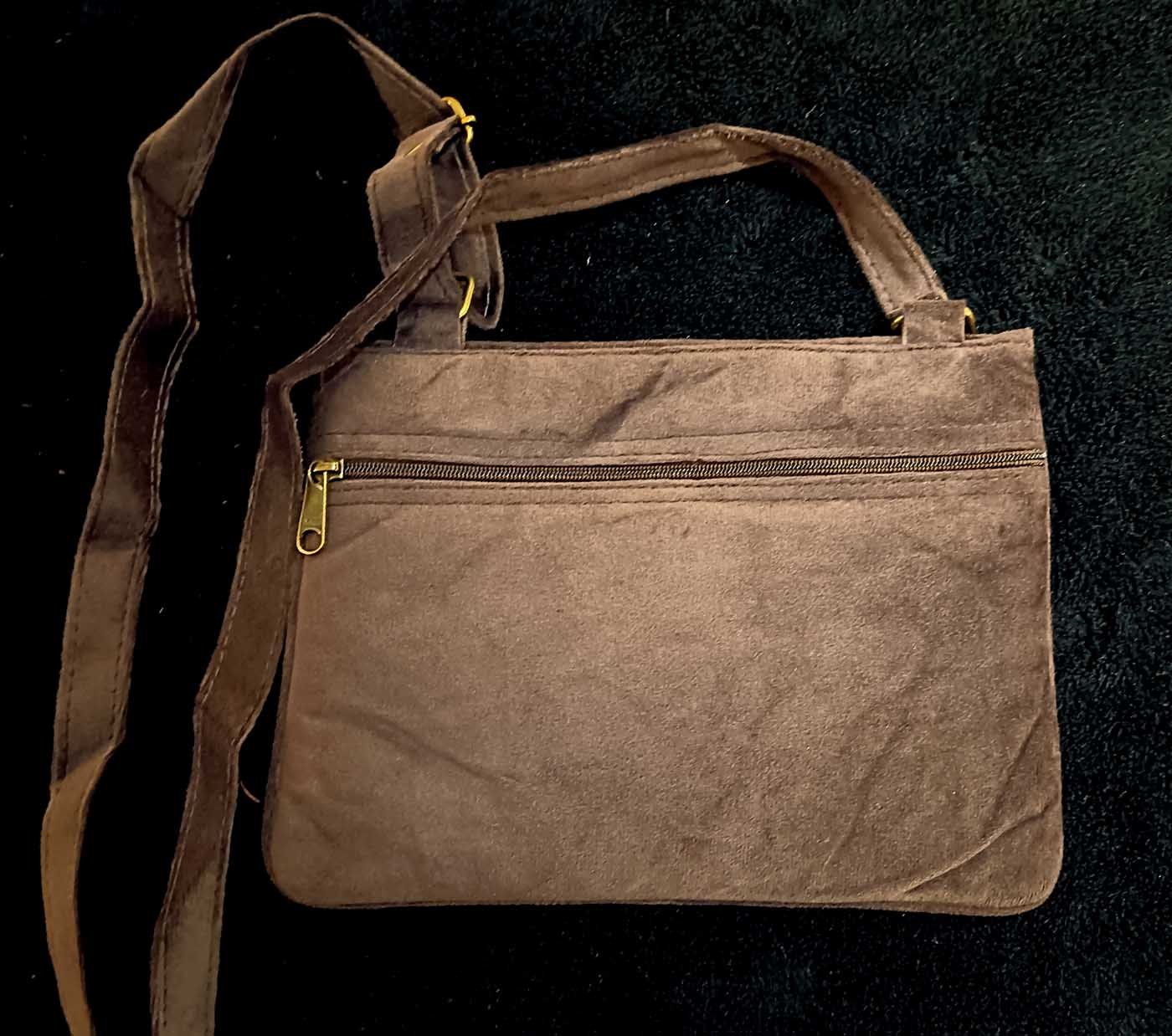 Kashmiri Suede Bag — Shoulder Strap, 1-Zipper — Dark Brown — photo 2