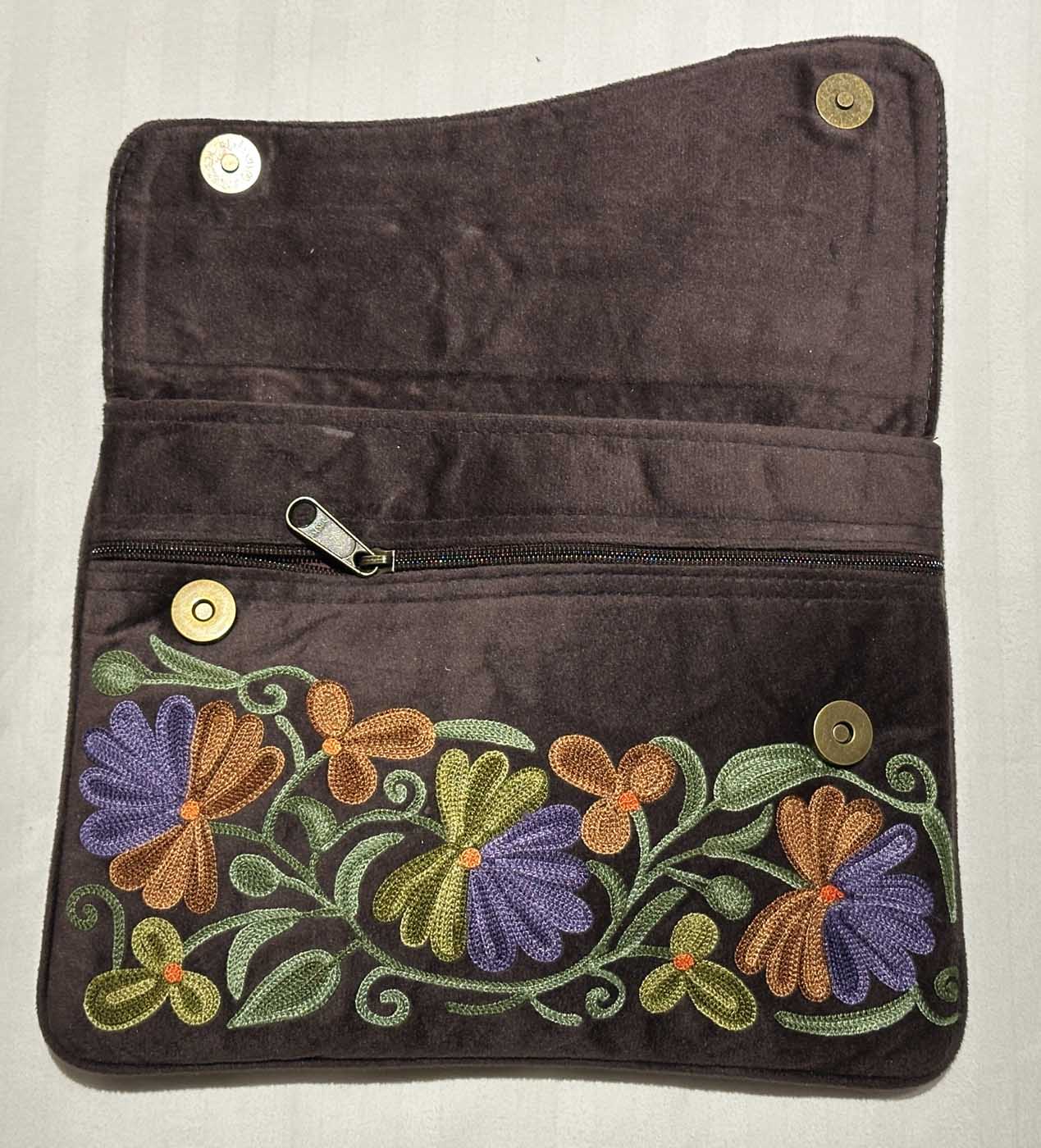 Kashmiri Suede Bag — Shoulder Strap, 1-Zipper — Dark Brown — photo 6