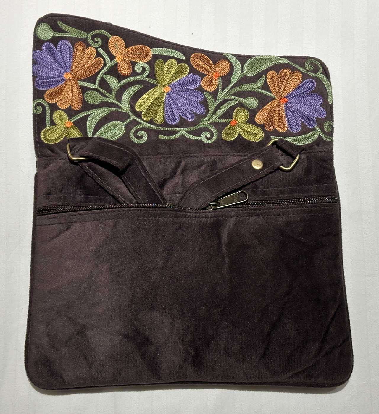 Kashmiri Suede Bag — Shoulder Strap, 1-Zipper — Dark Brown — photo 7