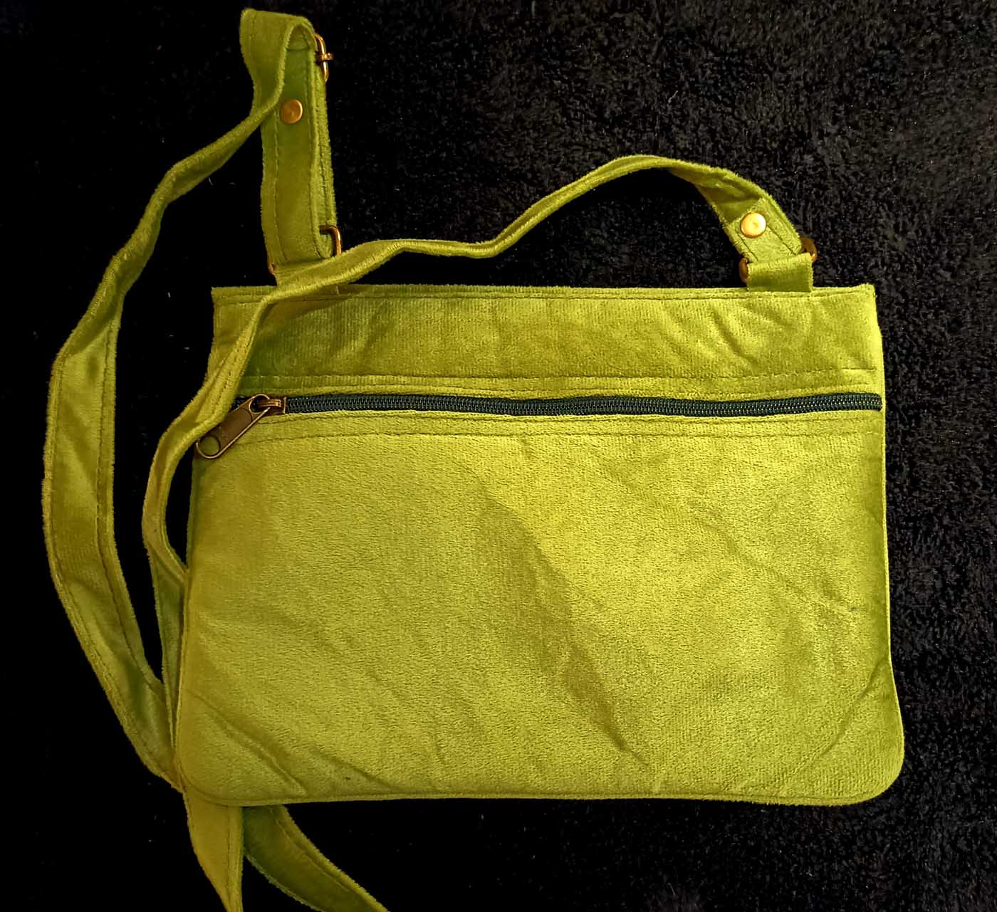 Kashmiri Suede Bag — Shoulder Strap, 1-Zipper — Light Green — photo 2