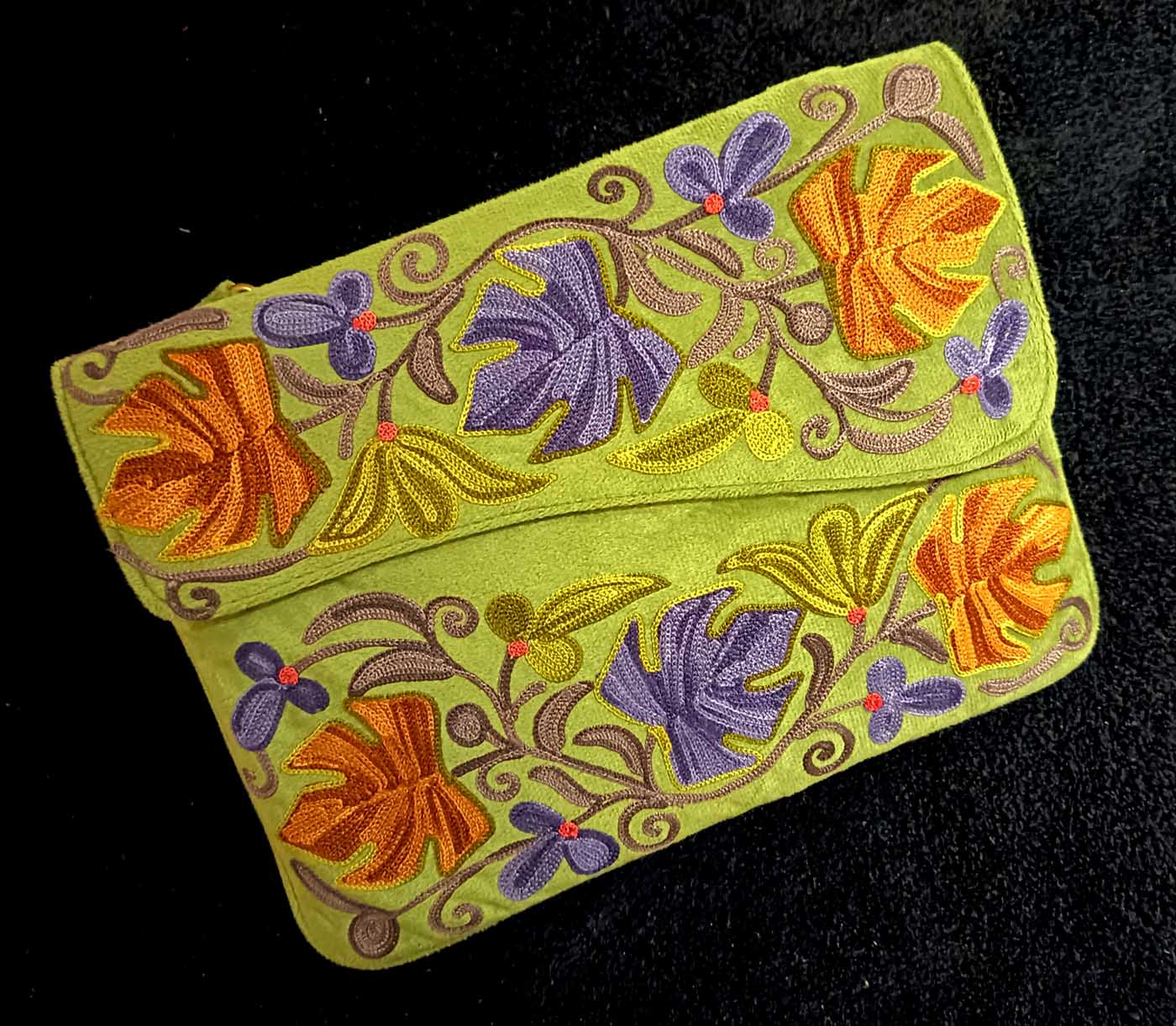 Kashmiri Suede Bag — Shoulder Strap, 1-Zipper — Light Green — photo 3