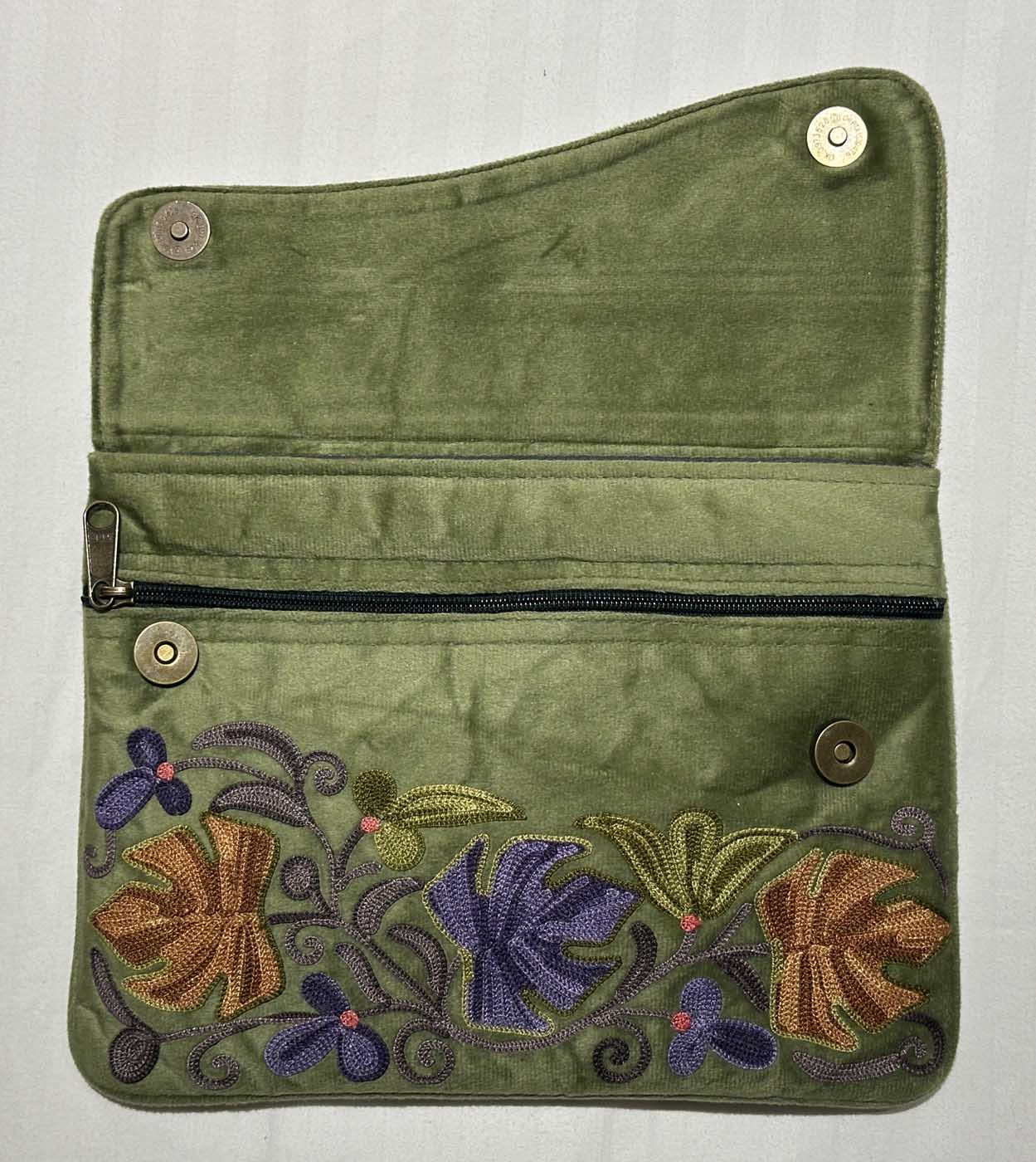 Kashmiri Suede Bag — Shoulder Strap, 1-Zipper — Light Green — photo 5