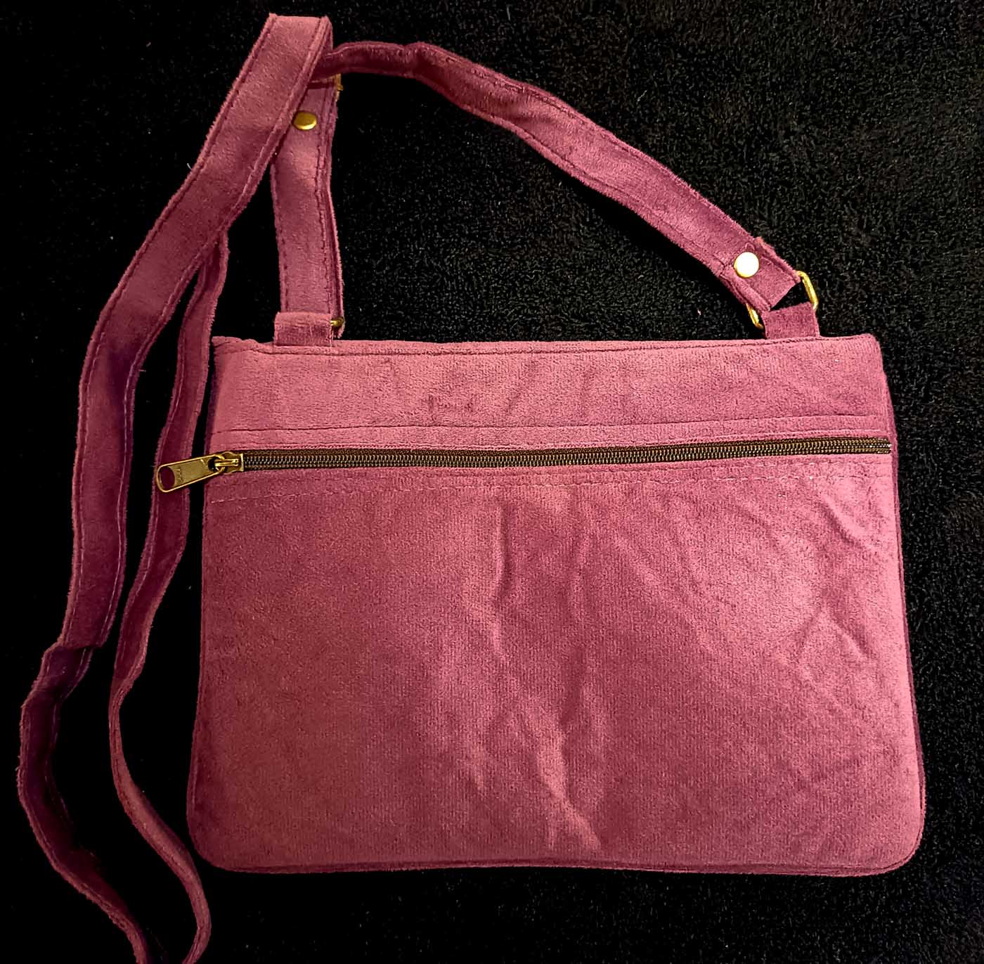 Kashmiri Suede Bag — Shoulder Strap, 1-Zipper — Light Purple — photo 2