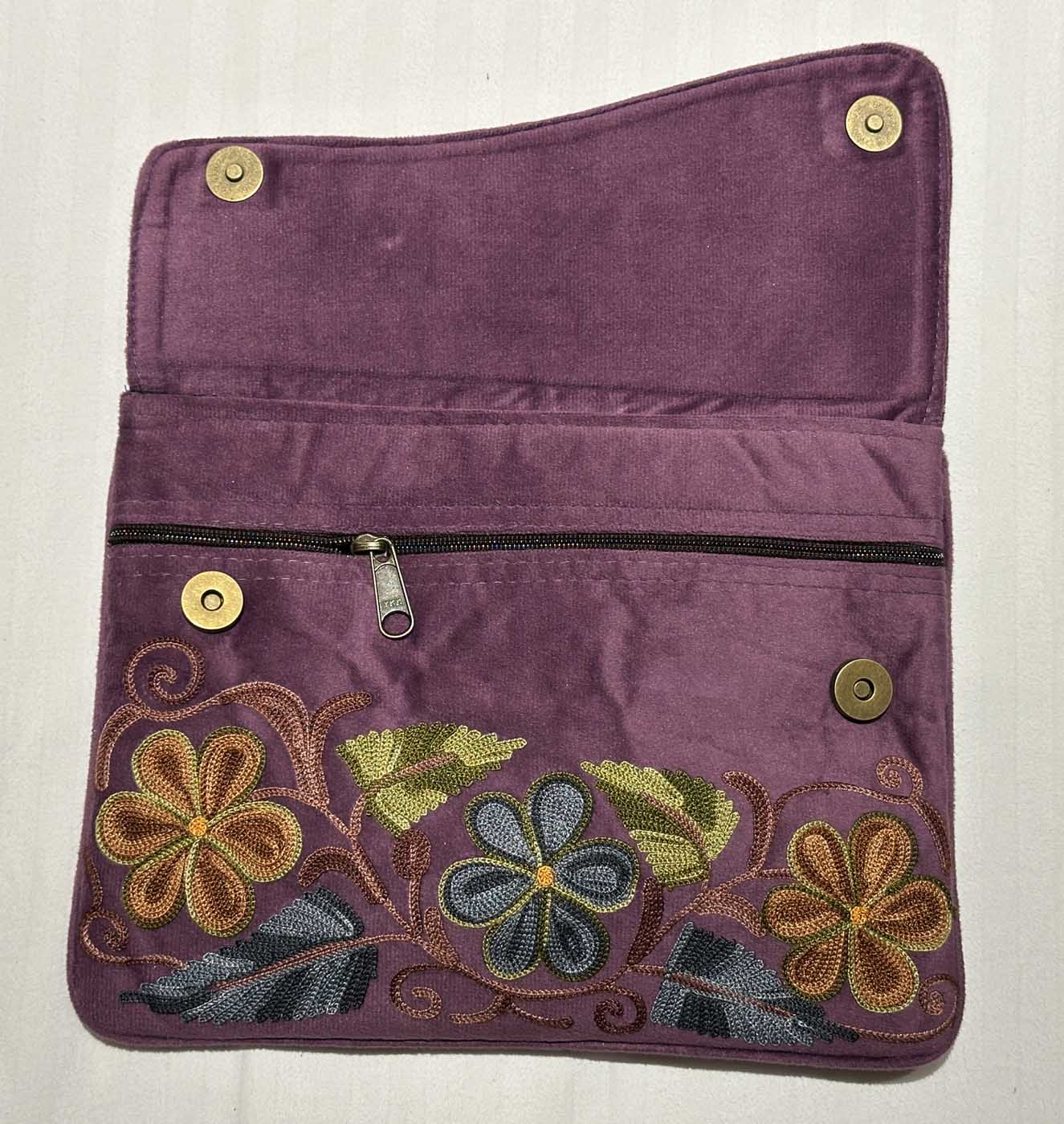 Kashmiri Suede Bag — Shoulder Strap, 1-Zipper — Light Purple — photo 5