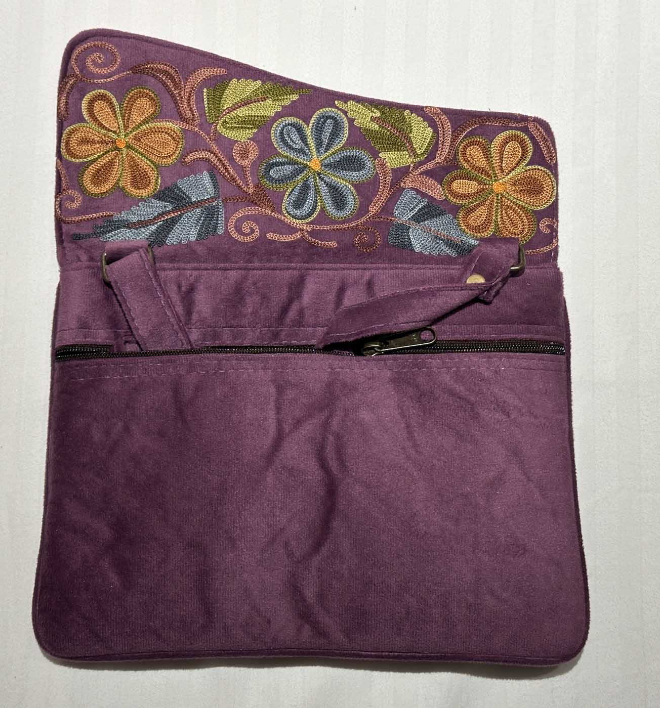 Kashmiri Suede Bag — Shoulder Strap, 1-Zipper — Light Purple — photo 6