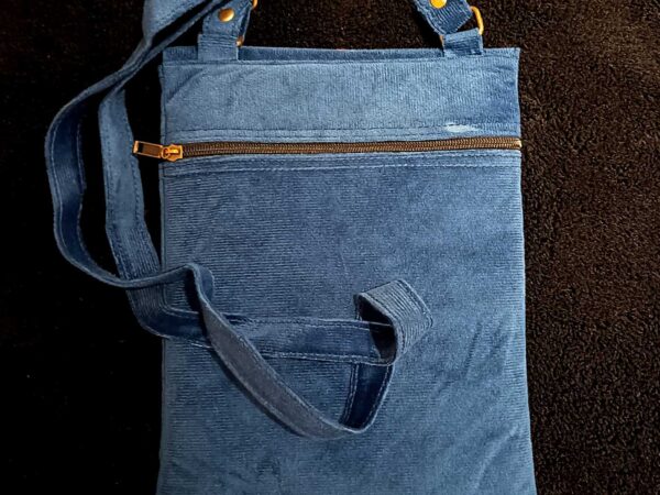 Kashmiri Suede Bag — Shoulder Strap, 2-Zipper — Blue — photo 2