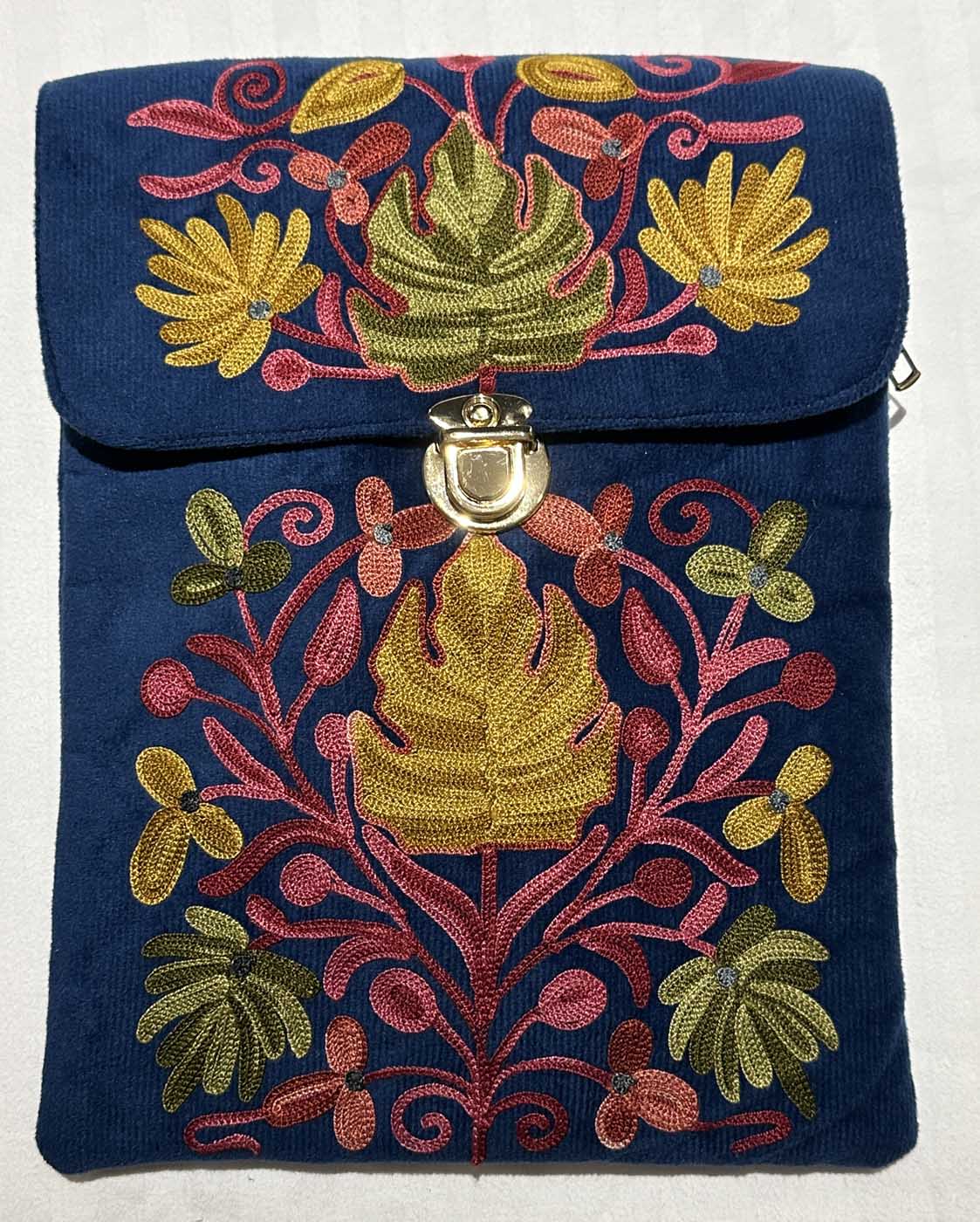 Kashmiri Suede Bag — Shoulder Strap, 2-Zipper — Blue — photo 5