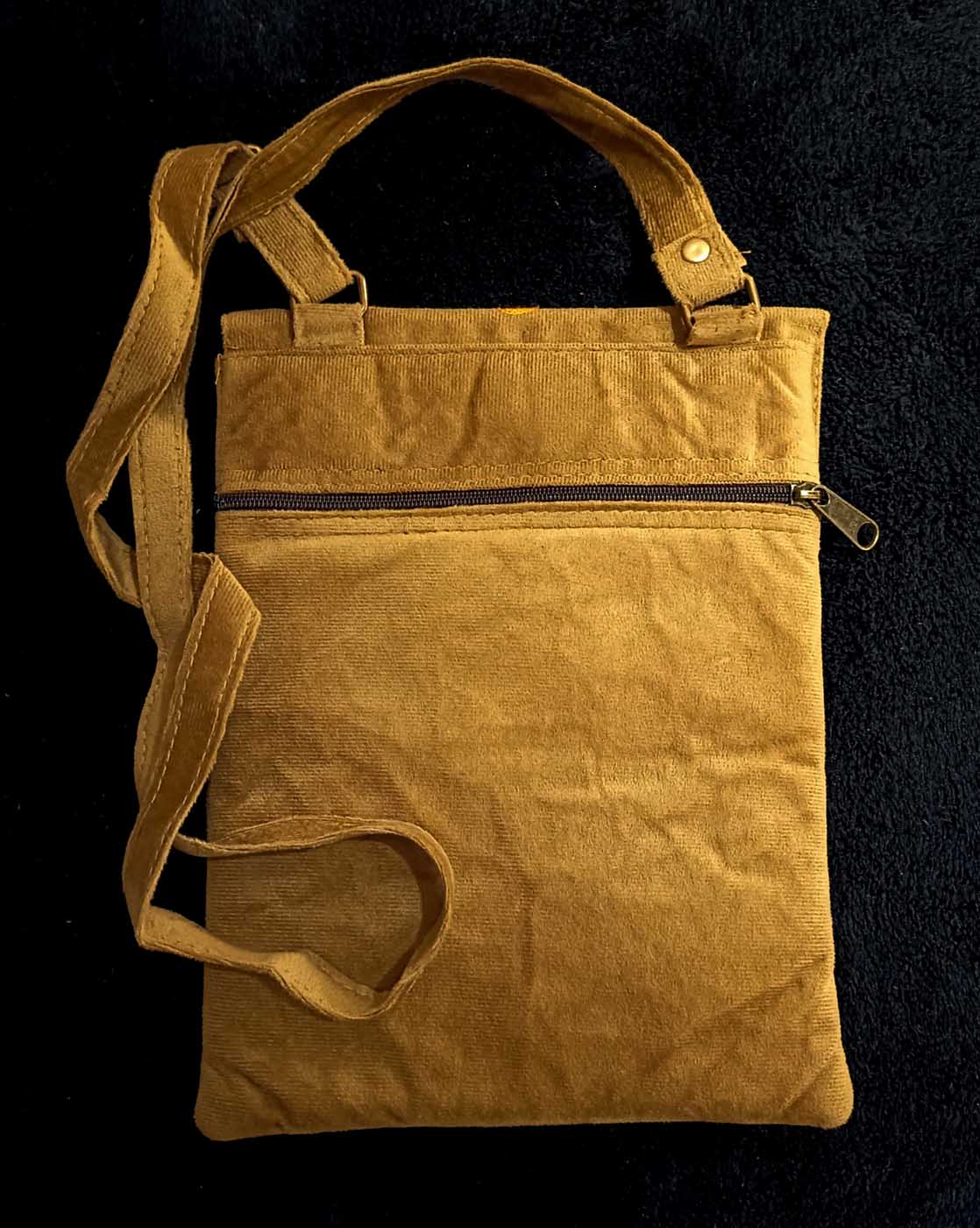 Kashmiri Suede Bag — Shoulder Strap, 2-Zipper · Light Brown — photo 2
