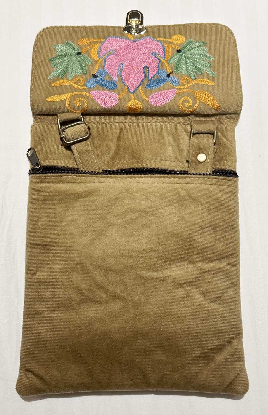 Kashmiri Suede Bag — Shoulder Strap, 2-Zipper · Light Brown — photo 7