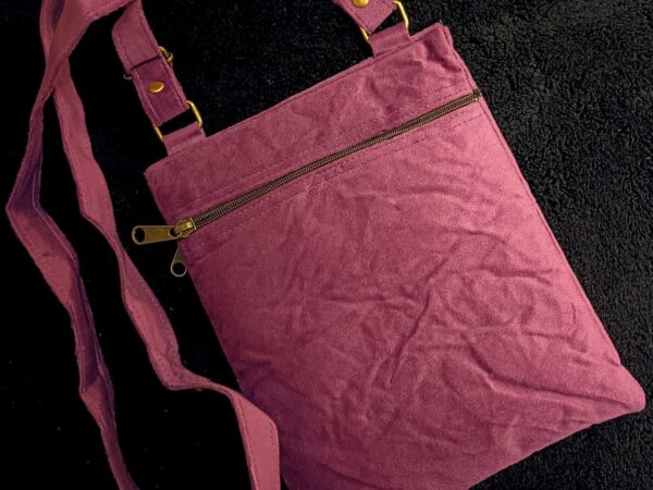 Kashmiri Suede Bag — Shoulder Strap, 2-Zipper — Purple — photo 2