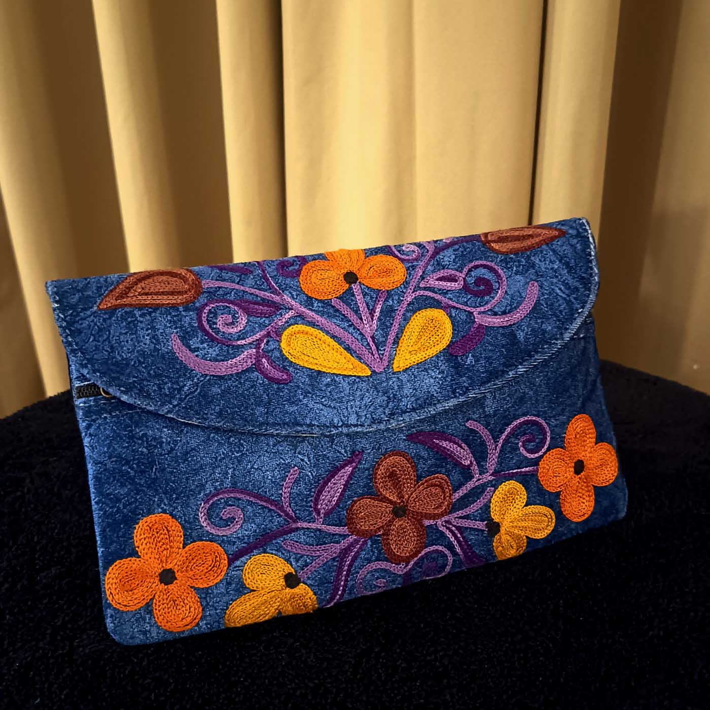 Kashmiri Suede Bag — Strapless — Blue — photo 2