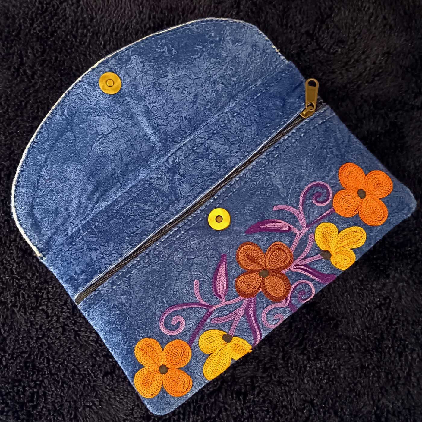 Kashmiri Suede Bag — Strapless — Blue — photo 4