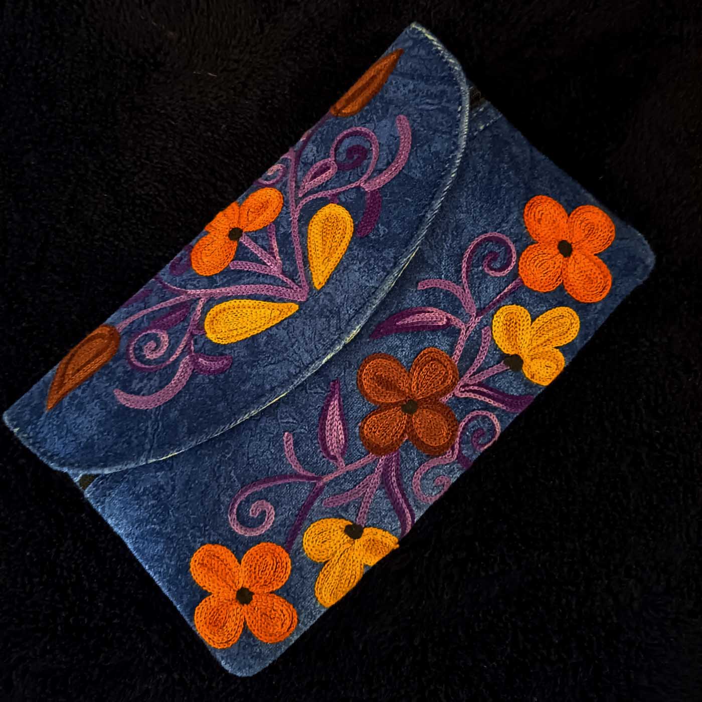 Kashmiri Suede Bag — Strapless — Blue — photo 5