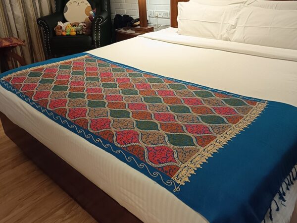 Kashmiri Wool Stole — Deep Petroleum Blue — photo 1