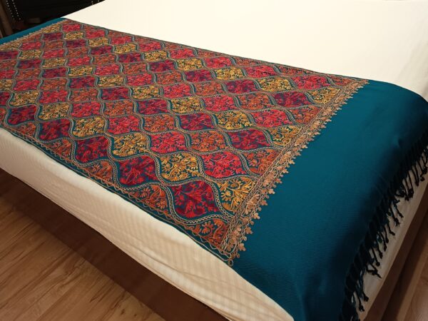 Kashmiri Wool Stole — Turquoise — photo 1
