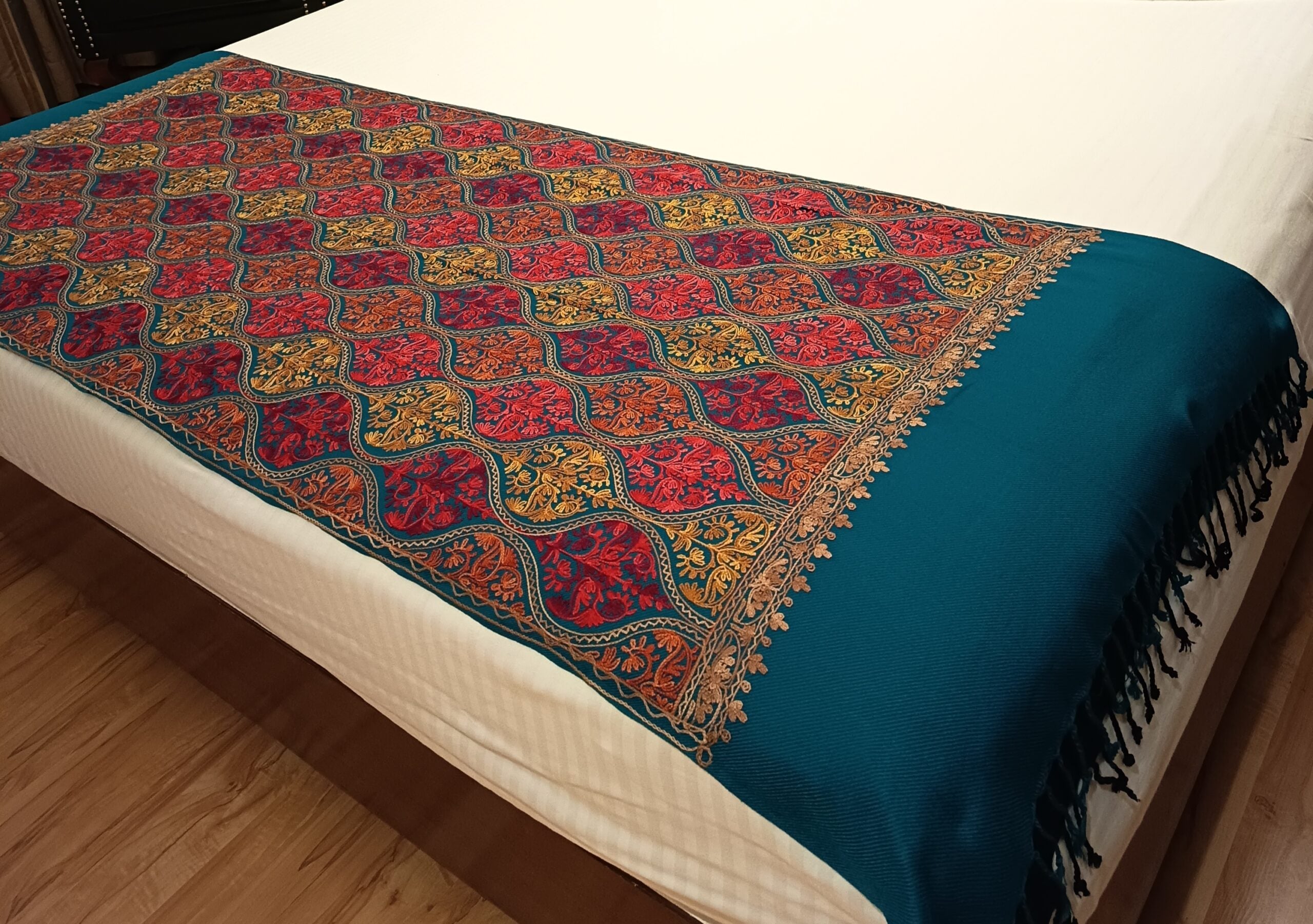 Kashmiri Wool Stole — Turquoise — photo 1